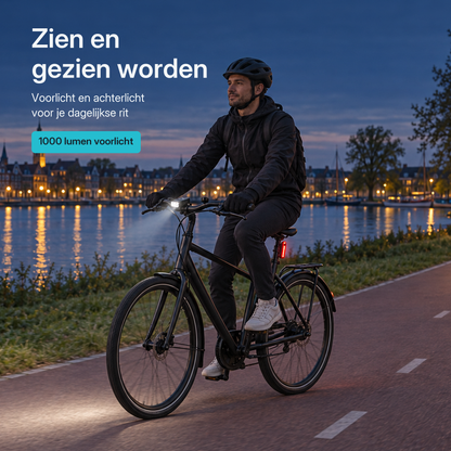 Fietsverlichting Set - Voorlicht en Achterlicht - USB Oplaadbaar - 1000 Lumen - 6 Standen