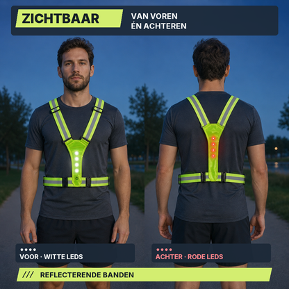 Hardloopvest met Verlichting - USB-C Oplaadbaar - 3 Standen