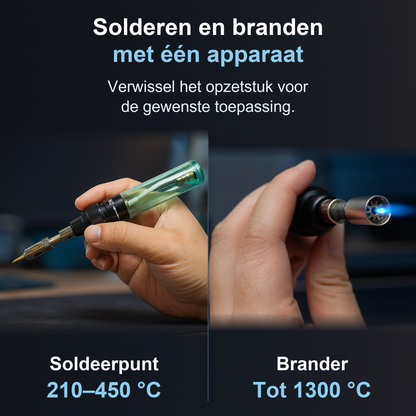 Soldeerbout Butaangas - Houtbrander - Max. 450°C - Inclusief Diverse Tips