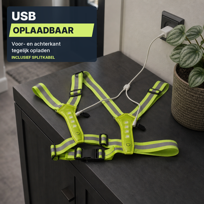 Hardloopvest met Verlichting - USB-C Oplaadbaar - 3 Standen
