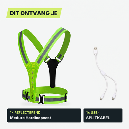 Hardloopvest met Verlichting - USB-C Oplaadbaar - 3 Standen