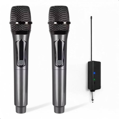 2 Stuks - Draadloze Microfoonset - VHF - USB-C Oplaadbaar - Plug & Play - Karaoke - Studio - 3.5-6.3mm Jack - ASMR - Geschikt Voor Partybox