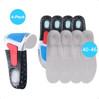 4-Pair Insoles - Gel Insoles - Heel Spur Insoles - Size 40-46 - Gray