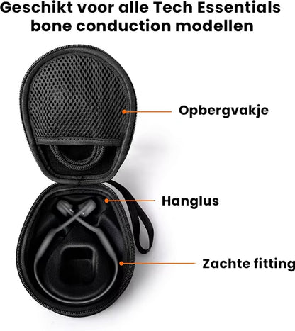 Koptelefoon Hoes - Case - Bone conduction Headphone Hardcase - Beschermhoes - Oordopjes - Zwart