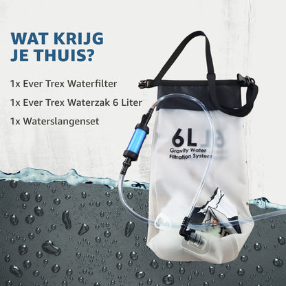 Waterfilter Zwaartekracht Gevoed - 6L Waterzak - Drinkwater - Overleving - Survival