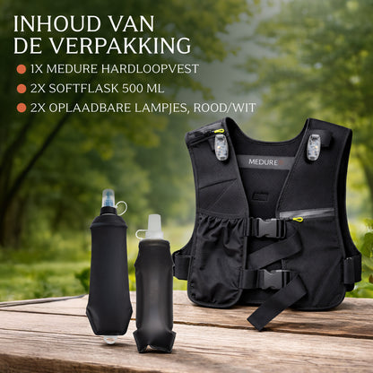 Hardloopvest Met Verlichting - 2 Drinkflessen - Hydratatievest