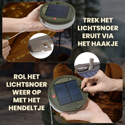 Solar Camping Lichtsnoer Met Afstandsbediening - Warm-Wit - USB-Oplaadbaar