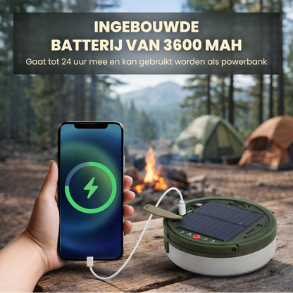 Solar Camping Lichtsnoer Met Afstandsbediening - Warm-Wit+Kleur  - 10M - USB-Oplaadbaar