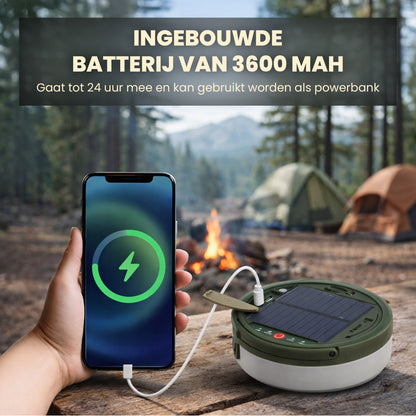 Solar Camping Lichtsnoer Met Afstandsbediening - Warm-Wit - USB-Oplaadbaar