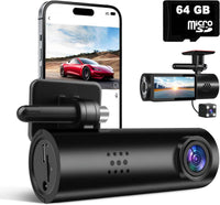 Dual Dashcam B100 - WiFi APP - HD Resolutie - Incl.64GB Micro SD-Kaart & Achteruitrijcamera - 1.97 inch Mini Scherm - Voor En Achter Auto - Videorecorder - Camera - Vrachtwagens
