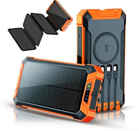 Move One Solar Powerbank - Opvouwbare Zonnepanelen - 26.800mAh Capaciteit - USB-C - Grote - Zonne-energie - Snellader - Outdoor - Wireless Charger - Ingebouwde kabels - Zaklamp - Meerdere Apparaten - Noodpakket - Zwart/Oranje