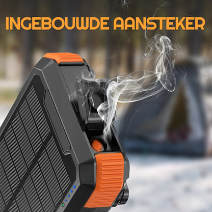 Trek One Solar Powerbank - Opvouwbare Zonnepanelen - 26.800mAh Capaciteit - Opwindbaar - USB-C - Grote - Zonne-energie - Snellader - Outdoor - Wireless Charger - Ingebouwde kabels - Zaklamp - Noodpakket - Zwart/Oranje