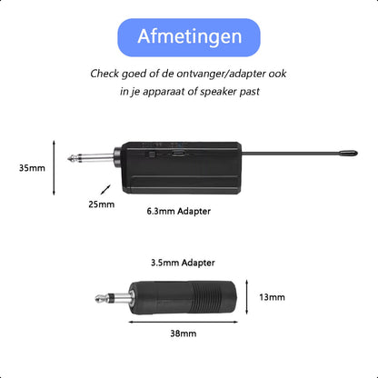 Draadloze Microfoon Set - 2 Stuks - 3.5-6.3mm Jack - Voor Partybox