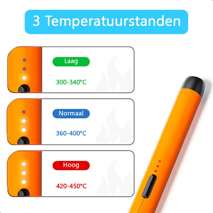Draadloze Soldeerbout - Houtbrander Set 8W 450°C - USB-C - Met Case Soldeertin En Soldeerpasta - Elektrisch - Soldeerkit - Soldeerdraad - Soldeerpen - Gereedschap - Oplaadbaar - Pistool - Oranje