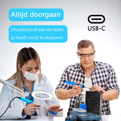 Draadloze Soldeerbout - Houtbrander Set 8W 450°C - USB-C - Met Case Soldeertin En Soldeerpasta - Elektrisch - Soldeerkit - Soldeerdraad - Soldeerpen - Gereedschap - Oplaadbaar - Pistool - Oranje