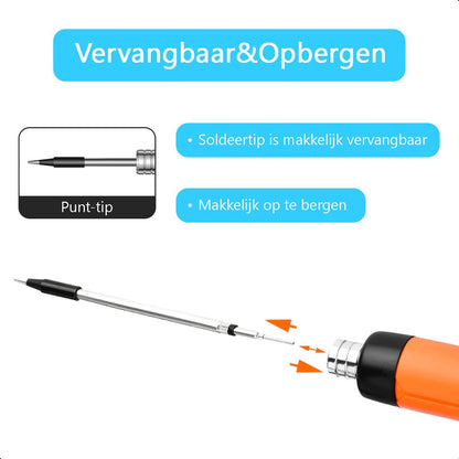 Draadloze Soldeerbout - Houtbrander Set 8W 450°C - USB-C - Met Case Soldeertin En Soldeerpasta - Elektrisch - Soldeerkit - Soldeerdraad - Soldeerpen - Gereedschap - Oplaadbaar - Pistool - Oranje
