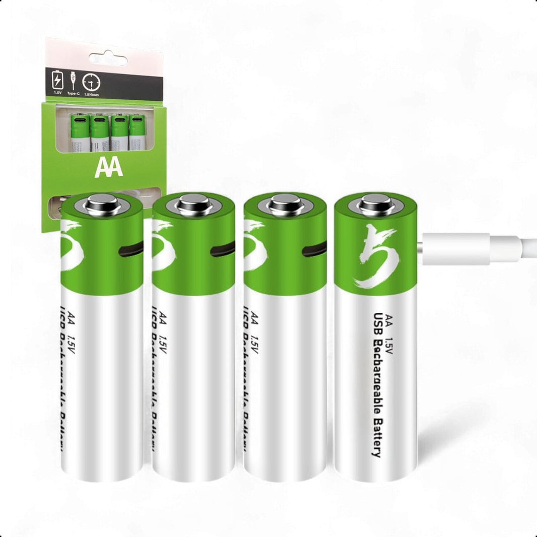 AA USB-C Oplaadbare Batterijen - 4-Pack - 1.5V - 2600mWh - Li-ion - Lithium