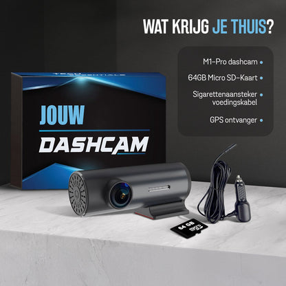 Dashcam M1 Pro - GPS WiFi APP - 1296P Full HD Resolutie - Incl.64GB Micro SD-Kaart - 1.43 inch Mini Scherm - Hardwired - Voor Auto - Videorecorder - Camera - Vrachtwagens