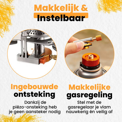 Gasbrander - 3500W - Ingebouwde Ontsteking - Lichtgewicht(254g) - Butaan/Propaan Schroefpatronen & Butaan Flessen - Camping Gas Kooktoestel 1 Pits - Gasstel - Draagbare Gasfornuis - Kamperen - Outdoor