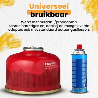 Gasbrander - 3500W - Ingebouwde Ontsteking - Lichtgewicht(254g) - Butaan/Propaan Schroefpatronen & Butaan Flessen - Camping Gas Kooktoestel 1 Pits - Gasstel - Draagbare Gasfornuis - Kamperen - Outdoor