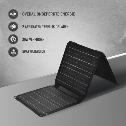 Zonnepaneel Opvouwbaar 30W - USB-C - USB-A - Draagbaar - Kamperen
