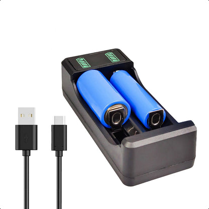 2-Slots 18650 Batterij Oplader USB-C - 10440/18650 - Li-ion - Flat Top - Houder - Accu - Lithium