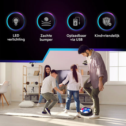 Hover Bal - Led Verlichting - 18 cm - Oplaadbaar - Indoor Zweef Voetbal - Zachte - Kinderen - Air Powered Soccer - Binnen