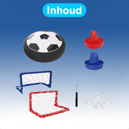 Mini Airhockey Spel Voetbal Editie - Hover Bal - Spelletjes Voor Kinderen - Vakantie Speelgoed - Reisspellen - Cadeau voor Jongens en Meisjes - Tafelvoetbal - Alle leeftijden - Binnen - Puck - Game Tafel - Rood en Blauw