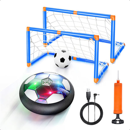 Hover Bal Set - Voetbaldoeltjes Set Van 2 - Voetbal Ø11cm&Pomp - Led Verlichting - 18 cm - Oplaadbaar - Indoor Zweef Voetbal - Zachte - Kinderen - Air Powered Soccer - Binnen