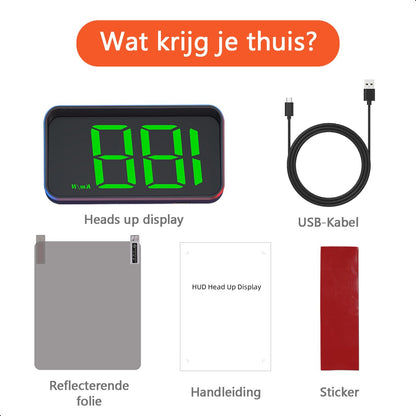 GPS Snelheidsmeter Auto HUD - USB-C - Groen - Head Up Displays - Plug&Play