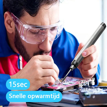 Draadloze Soldeerbout - Houtbrander Set 8W 450°C - USB-C - Met Case Soldeertin En Soldeerpasta - Elektrisch - Soldeerkit - Soldeerdraad - Soldeerpen - Gereedschap - Oplaadbaar - Pistool - Grijs