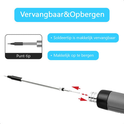 Draadloze Soldeerbout - Houtbrander Set 8W 450°C - USB-C - Met Case Soldeertin En Soldeerpasta - Elektrisch - Soldeerkit - Soldeerdraad - Soldeerpen - Gereedschap - Oplaadbaar - Pistool - Grijs
