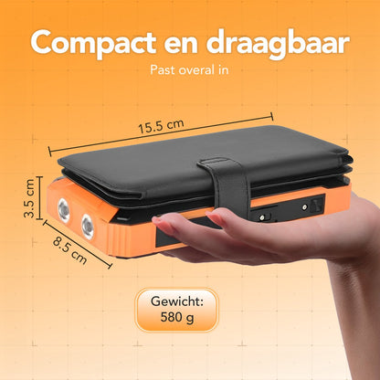 Move One Solar Powerbank - Opvouwbare Zonnepanelen - 26.800mAh Capaciteit - USB-C - Grote - Zonne-energie - Snellader - Outdoor - Wireless Charger - Ingebouwde kabels - Zaklamp - Meerdere Apparaten - Noodpakket - Zwart/Oranje