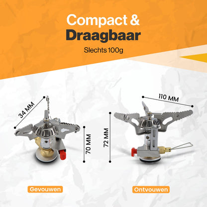 Mini Gasbrander - 1940W - Ingebouwde Ontsteking - Ultra Light(100g) - Butaan/Propaan Schroefpatronen - Camping Gas Kooktoestel 1 Pits - Gasstel - Draagbare Gasfornuis - Kamperen - Outdoor