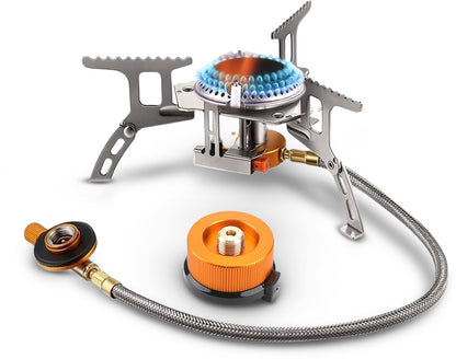 Gasbrander - 3500W - Ingebouwde Ontsteking - Lichtgewicht(254g) - Butaan/Propaan Schroefpatronen & Butaan Flessen - Camping Gas Kooktoestel 1 Pits - Gasstel - Draagbare Gasfornuis - Kamperen - Outdoor