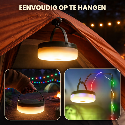 Solar Camping Lichtsnoer Met Afstandsbediening - Warm-Wit+Kleur  - 10M - USB-Oplaadbaar
