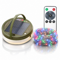 Solar Camping Lichtsnoer Met Afstandsbediening - Warm-Wit+Kleur  - 10M - USB-Oplaadbaar