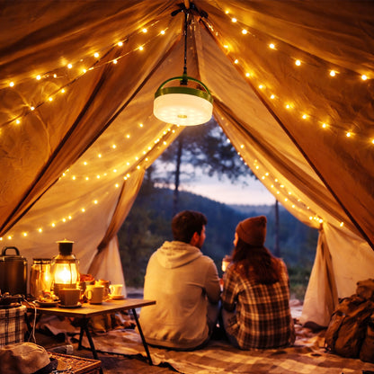 Solar Camping Lichtsnoer Met Afstandsbediening - Warm-Wit - USB-Oplaadbaar