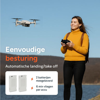 Dual Camera Drone -Incl 2 Accu's En Case - Grijs - Kinder - Voor Kinderen - Bestuurbare FPV Mini - Volwassenen - Buiten - Speelgoed - RC - E88