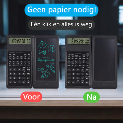 Wetenschappelijke Rekenmachine Met Digitale Notitieblok En Pen - Zwart - Grafische - Groot - Grote Toetsen - Bureau - School - Studie - Studenten - Kantoor - Schrijven - Kladblok