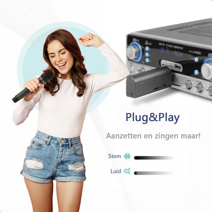 2 Stuks - Draadloze Microfoonset - VHF - USB-C Oplaadbaar - Plug & Play - Karaoke - Studio - 3.5-6.3mm Jack - ASMR - Geschikt Voor Partybox