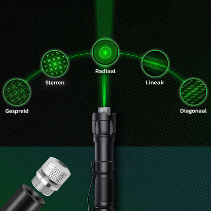 Laserpen 3-Pack Groen/Rood/Paars - Met Case - Klasse II - Oplaadbaar
