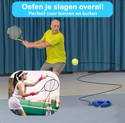 Tennispaal - Tennistrainer - Set Met Elastiek En Tennisbal - Voor In de Tuin Kinderen - Classic - Pro - Vakantie - Volwassenen - Blauw