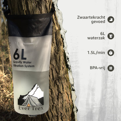 Waterfilter Zwaartekracht Gevoed - 6L Waterzak - Drinkwater - Overleving - Survival
