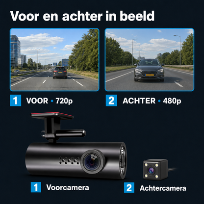B100 Dashcam - 720P - Wifi - Auto Camera - Nachtzicht - Incl 64GB SD