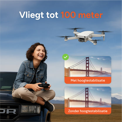 Dual Camera Drone -Incl 2 Accu's En Case - Grijs - Kinder - Voor Kinderen - Bestuurbare FPV Mini - Volwassenen - Buiten - Speelgoed - RC - E88