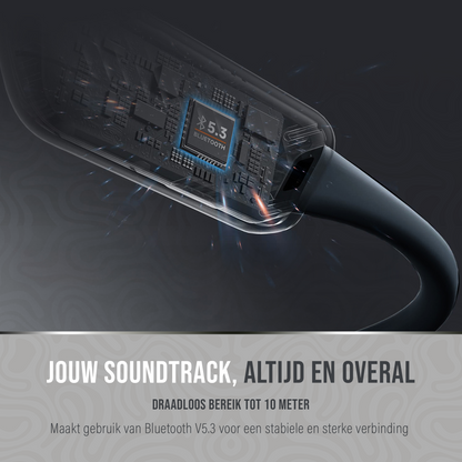 Wave - Bone Conduction Headphone - IPX7 Waterbestendig - Bluetooth V5.3 - Koptelefoon - Draadloze Sport Oordopjes - Hardloop Oortjes - Headset - Zwart