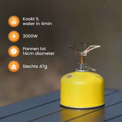 Ultra Light Gasbrander - 47g - 3000W - Camping kooktoestel - Kamperen