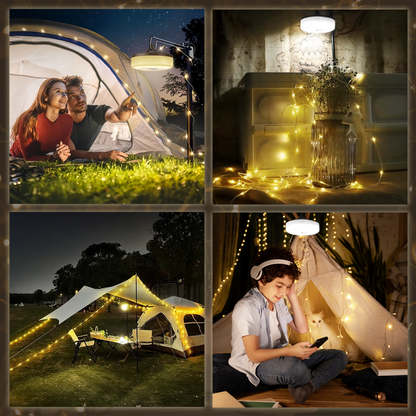 Camping Lichtsnoer Oprolbaar - Warm-Wit - 10M - USB-Oplaadbaar