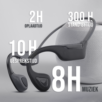Wave - Bone Conduction Headphone - IPX7 Waterbestendig - Bluetooth V5.3 - Koptelefoon - Draadloze Sport Oordopjes - Hardloop Oortjes - Headset - Zwart